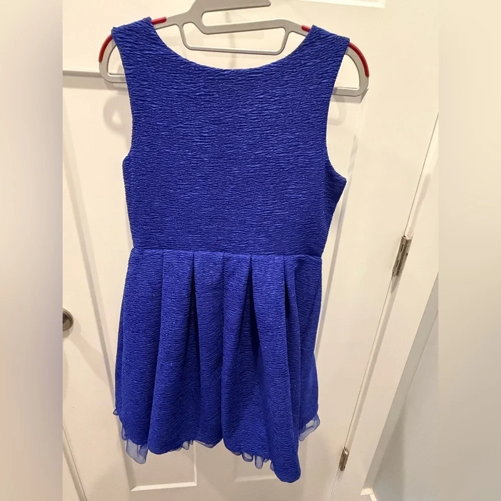 Knit Works Girls Dress Size 14.5 Royal Blue Textured Fit Flare Party Dress